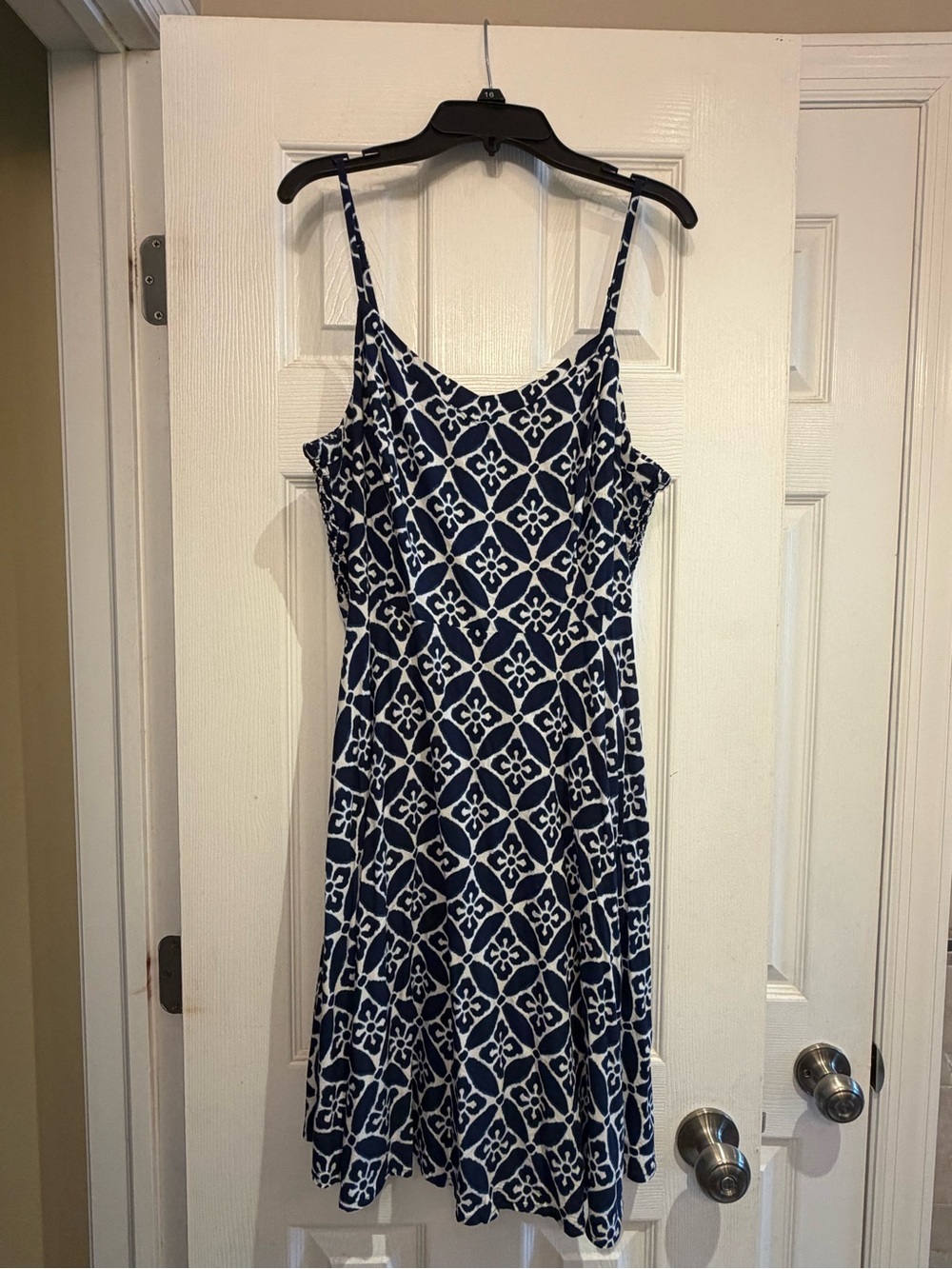 Old Navy Navy and White Geo-Print Midi Dress